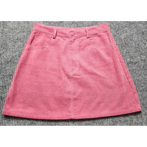 francesca's Dresses & Skirts - Francesca's Rose Pink Corduroy Mini Skirt A-Line Cotton High Waist S